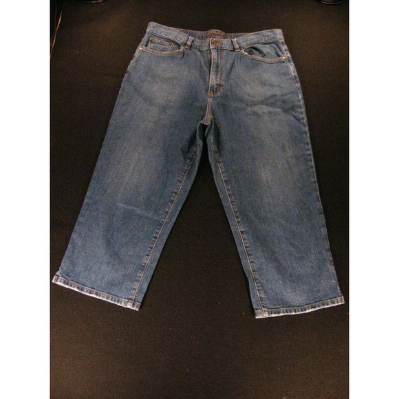 RALPH LAUREN JEANS CO CAPRI Jeans Womens Tsg 12 Crop W33 Blue High Waisted - Picture 1 of 10